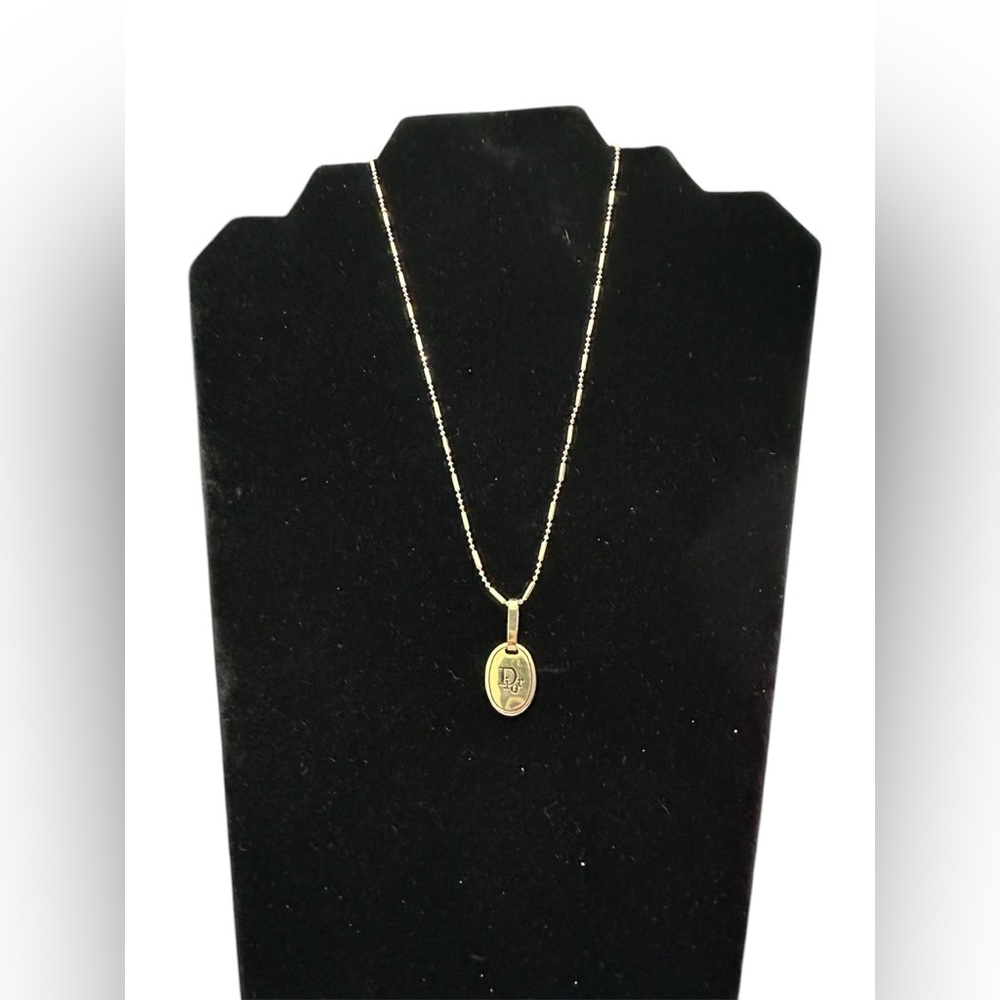 Dior Gold Pendant 18kGP Necklace Lobster Clasp